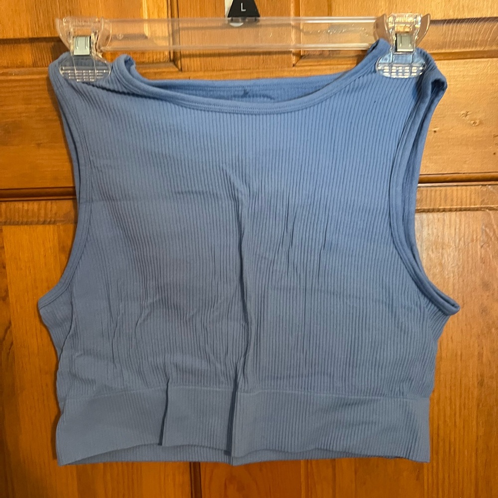 Garage Light Blue Ribbed Tank Top